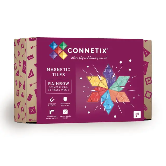 Connetix - Rainbow Geometry Pack 30 Pieces - (CT-R-00030-GE) - Toys