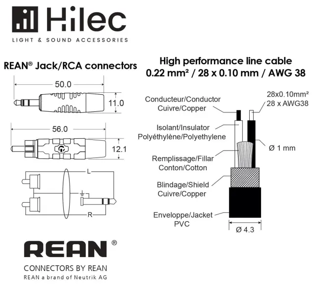 HILEC CLPROmJs2RCA/3 ΚΑΛΩΔΙΟ ΗΧΟΥ ΜΗΚΟΥΣ 3m 2