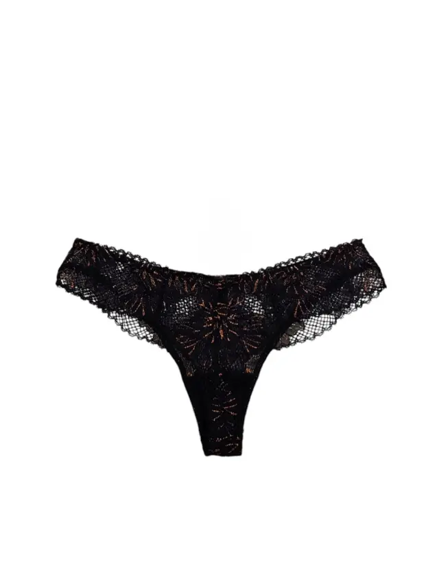 Lida Σλιπ String Δαντέλα Μαύρο Copper Shine - XL 2