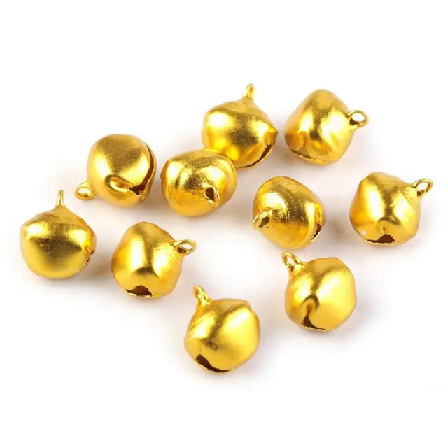 Κουδουνάκια μεταλλικά μίνι, χρυσά, 13x16mm, 10 τεμ.