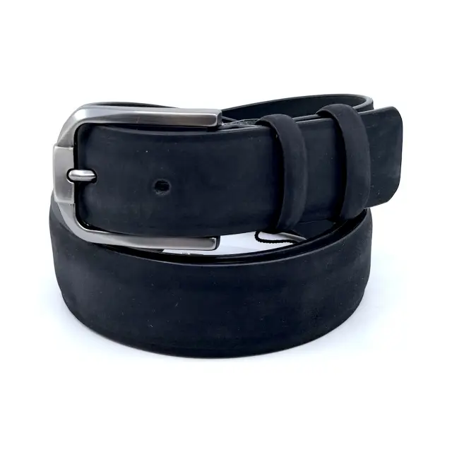 Μαύρη Δερμάτινη Ζώνη Nubuck 3,5 cm