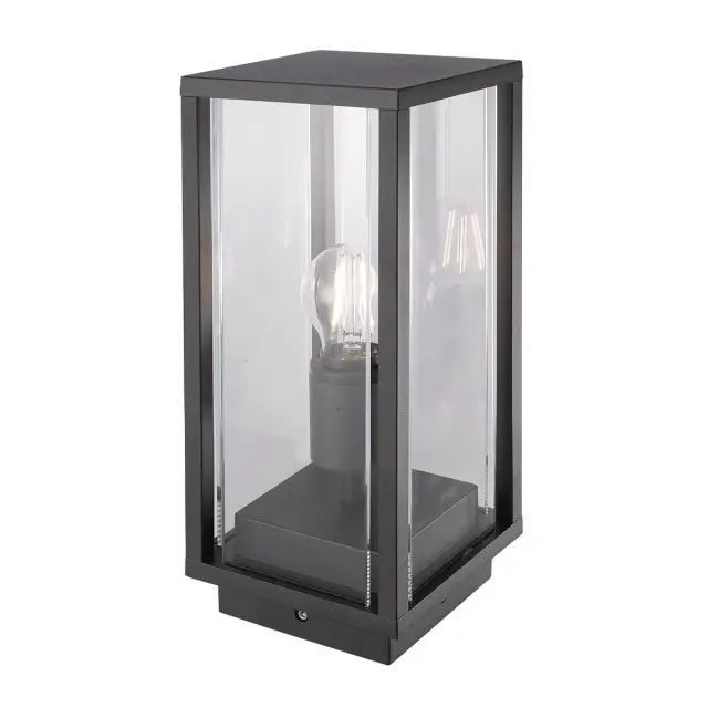 Glass Φωτιστικό φανάρι δαπέδου Max15W E27 IP54 14x14x35cm ανθρακί 2