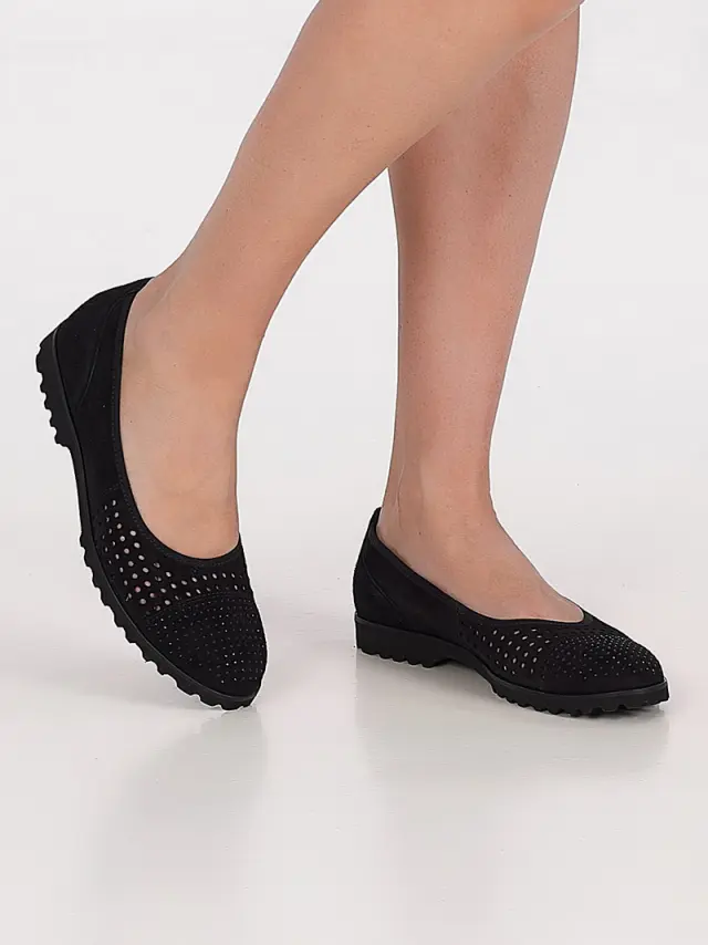 Gabor Μπαλαρίνες Γυναικείο δέρμα Nubuck Μαύρο GAB/83102 17-SCHWARZ - 35,5 2