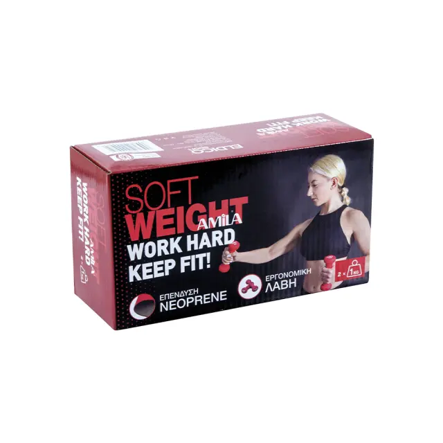 Amila Adult 1 kg Soft Hand Grip Set Weights Κόκκινο 44448 (Amila) - One Size 3
