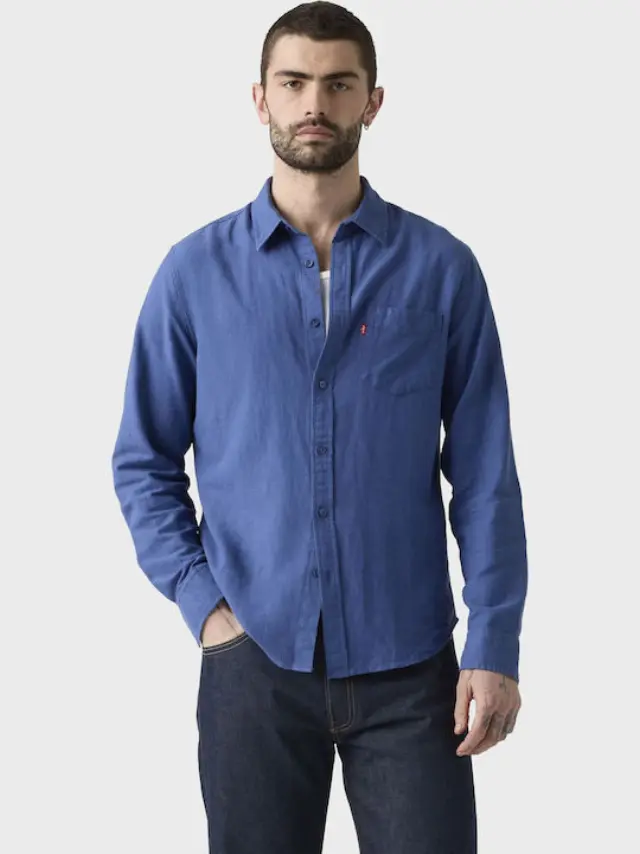 Sunset 1 Pocket Standard Blues SUNSHINE BLUE COTTON LINEN - M