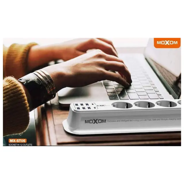 Moxom Πολύπριζο 4 Θέσεων με 6 USB και Καλώδιο 2m Λευκό MX-ST05 2