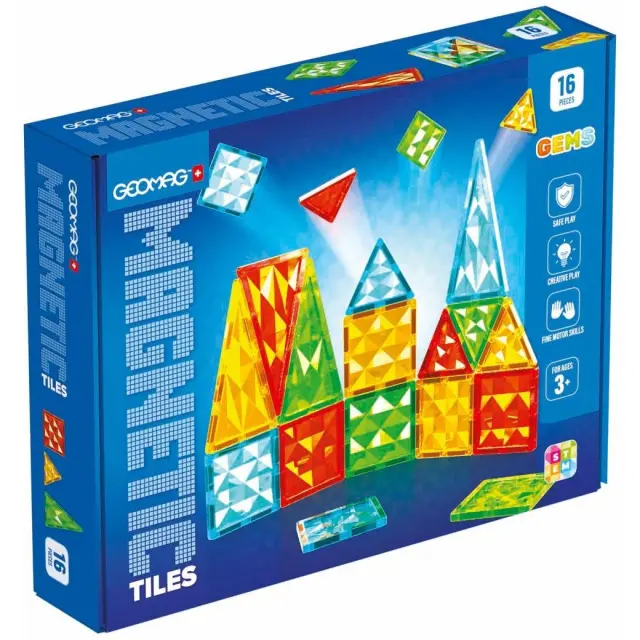 Geomag Magnetic Tiles Gems Μαγνητικά Πλακίδια 16τμχ 3+ Ετών