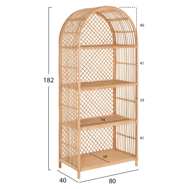 ΒΙΒΛΙΟΘΗΚΗ FB99552 ΑΠΟ ΦΥΣΙΚΟ RATTAN ΣΕ ΦΥΣΙΚΟ ΧΡΩΜΑ 80x40x182Υεκ. 2