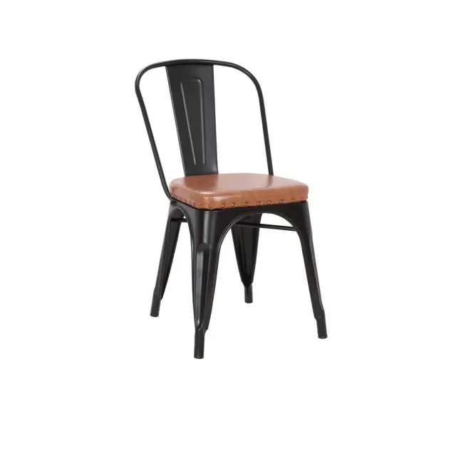 Καρέκλα Στοιβαζόμενη RELIX Μέταλλο/PU Camel 45x51x82cm