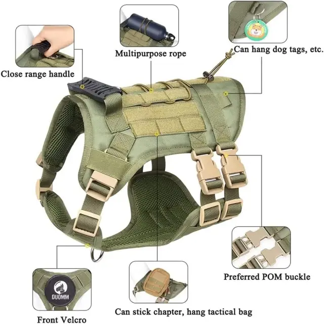 Military Dog Τακτικό Γιλέκο Υψηλής Ποιότητας & Αντοχής Χακί - Λαιμός: 50-68cm / Στήθος: 60-80cm 2