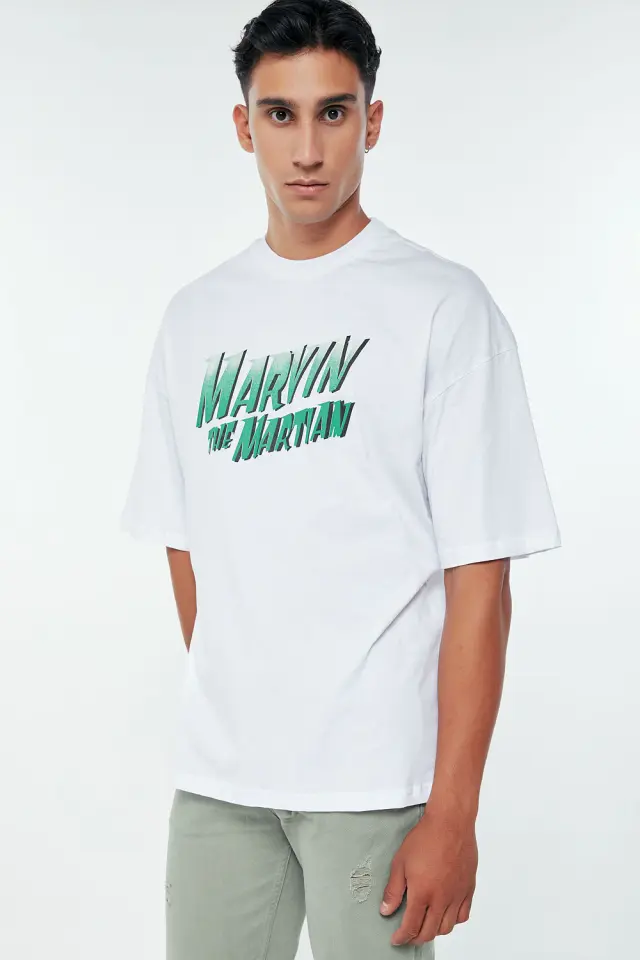 T-Shirt Βαμβακερό Martian Λευκό