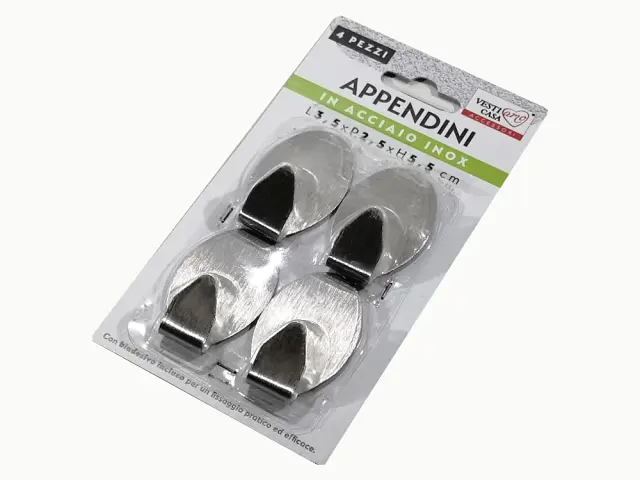 Κρεμαστράκια Κουζίνας Inox Μέταλλο 3.5x2.5x5.5cm Σετ 4Τμχ