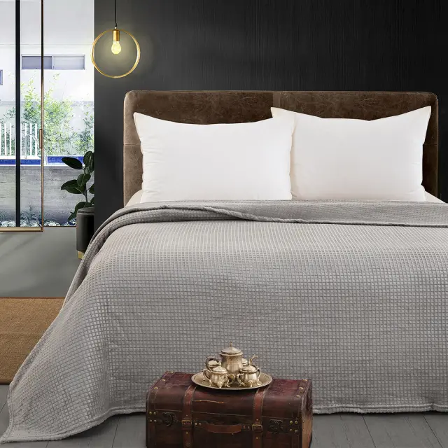 Κουβέρτα 160x220 Μονή Fleece Beauty Home Art 11555 Γκρι 100% Πολυέστερ