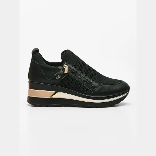 Donna Serena Sneakers Γυναικείο δέρμα/ύφασμα Μαύρο DSE/5719 NERO/PLATINO