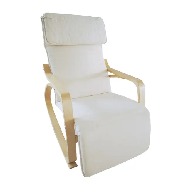 Πολυθρόνα Super Relax Ξύλο/Ύφασμα Σημύδα/Λευκό 67x127x90cm