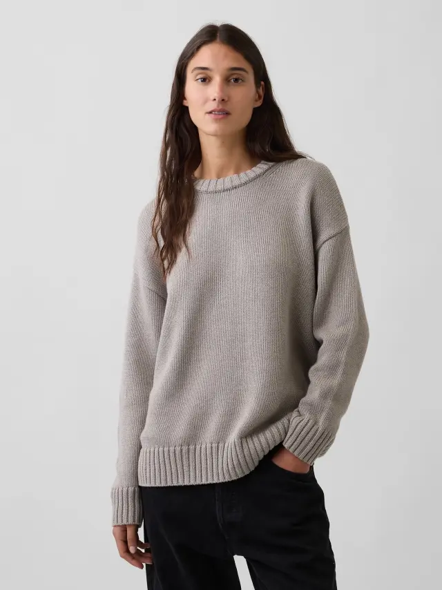 Γυναικείο Πουλόβερ Oversized από 100% Βαμβάκι Medium cool brown