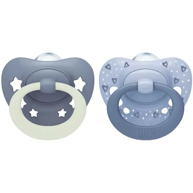 NUK First Choice Classic Day & Night Πιπίλα Σιλικόνης 6-18 Μηνών Μπλε, 2τμχ