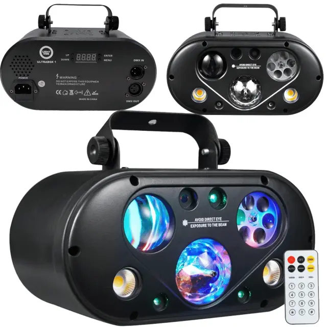 LIGHT4ME ULTRABOX 1 light multieffect LED RGBA 6in1 gobo effect magic ball water wave gold strobe laser disco DJ lighting 3