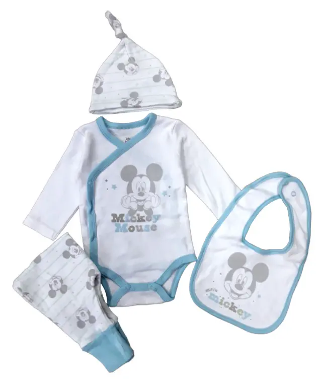 Σετ Νεογέννητου 4τμχ Interlock White Blue Mickey 8040106 - 6-9 μηνών (68-74cm)