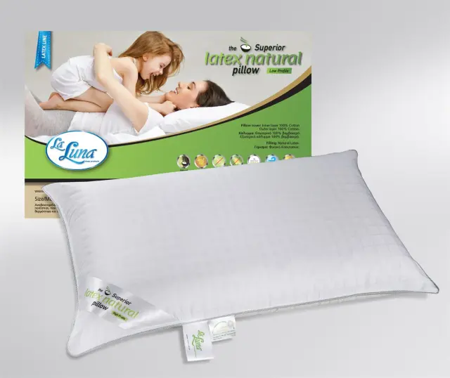 Μαξιλάρι La Luna Superior Latex Natural Low Profile Λευκό 66 x 49