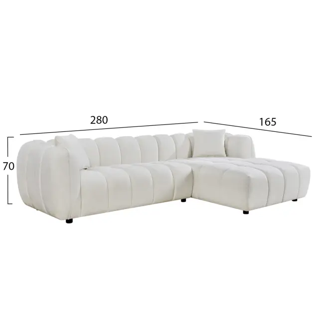 ΚΑΝΑΠΕΣ ΓΩΝΙΑ (ΔΕΞΙΑ) FB93326.02R ΕΚΡΟΥ ΥΦΑΣΜΑ 280x89-165(η γωνία)x70Υεκ 3
