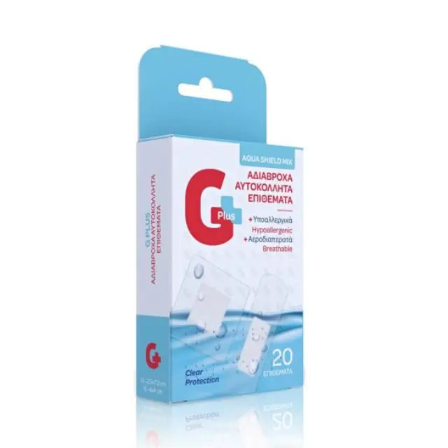 Gplus Hypoallergenic Self Adhesive Waterproof strips Mix 25x72mm & 40x40mm 20.strips - Αδιάβροχα Αυτοκόλλητα Επιθέματα