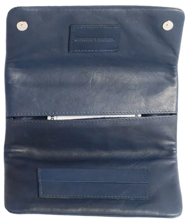 Mario Rossi Καπνοθήκη Γνήσιο Δέρμα - Μεγάλη Navy Blue για Σακουλάκι Καπνού (2681-06BL) 2