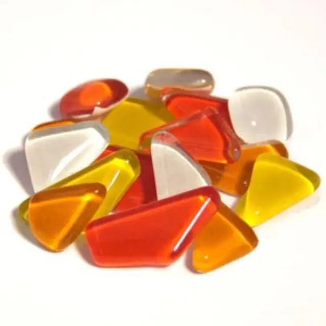Γυάλινες Ψηφίδες Soft Glass - Yellow Red Mix - Πολυγωνικές - 200gr