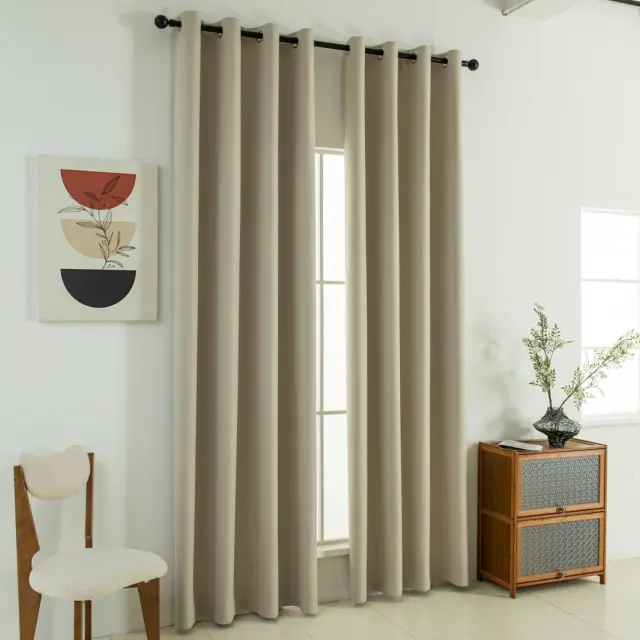 Beauty Home Κουρτίνα Full Blackout σκίασης με 8 κρίκους Soft Art 8391 Beige 140x270 Άμμου 2