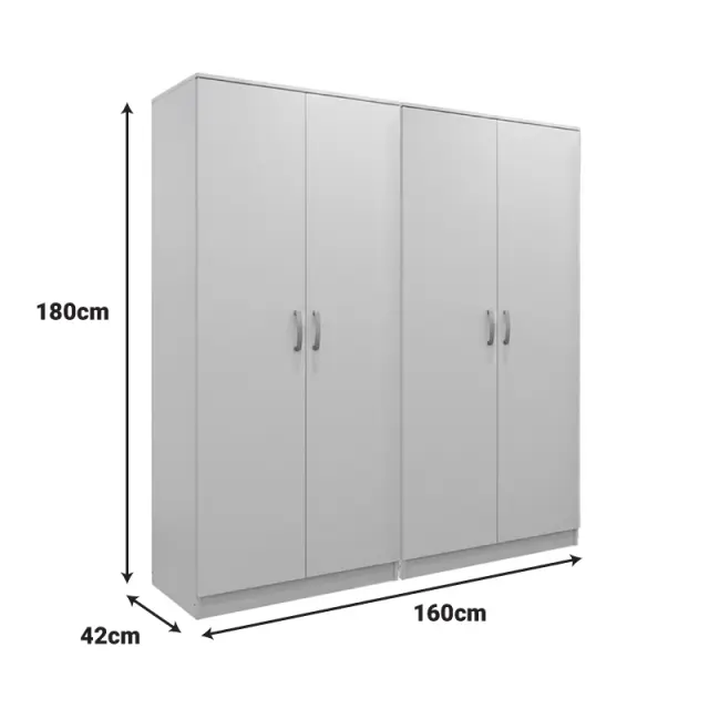 Ντουλάπα τετράφυλλη Athos Ι pakoworld λευκή 160x42x180εκ 2