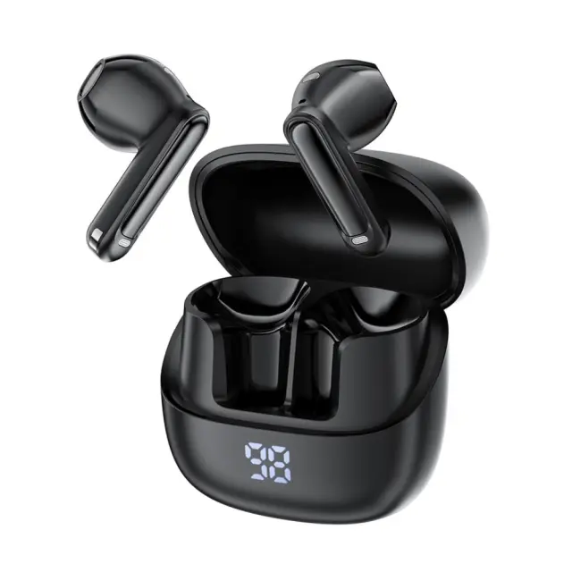 Wireless Earphones Hands Free Acefast W2 TWS v5.4 400mAh 8hr Λειτουργίας ANC και 4-Mic ENC Τεχνολογία IPX4 με LED Display Μαύρα