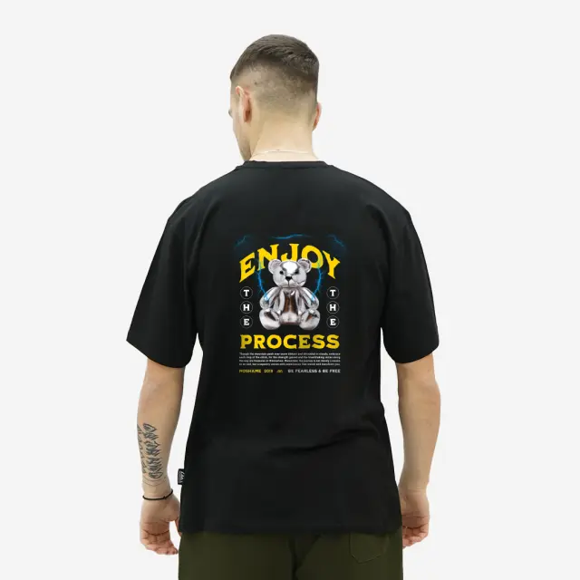 T-shirt Noshame® Μαύρο Oversized Enjoy the process - 122548 - XXL