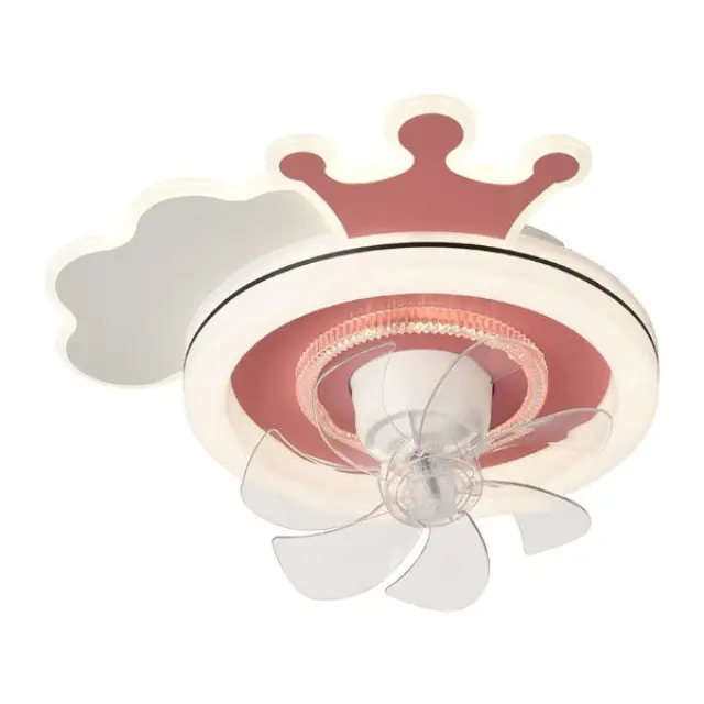 Παιδικός Ανεμιστήρας Οροφής Κορώνα Ροζ LED 65W 15W Motor