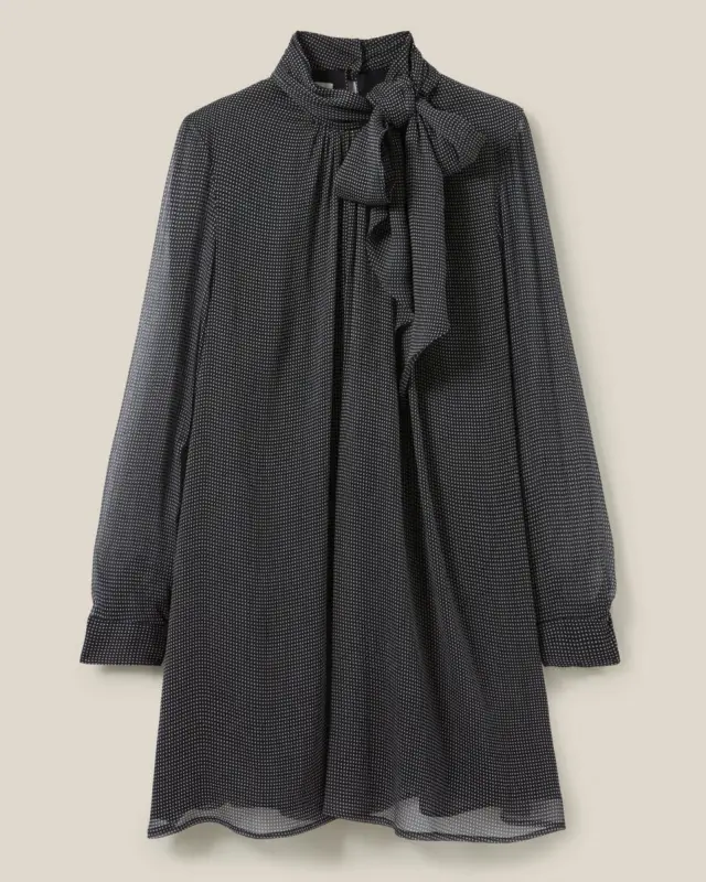 Claudie Pierlot Rise Petits Carreaux Mini Φόρεμα Navy με Ζώνη 2