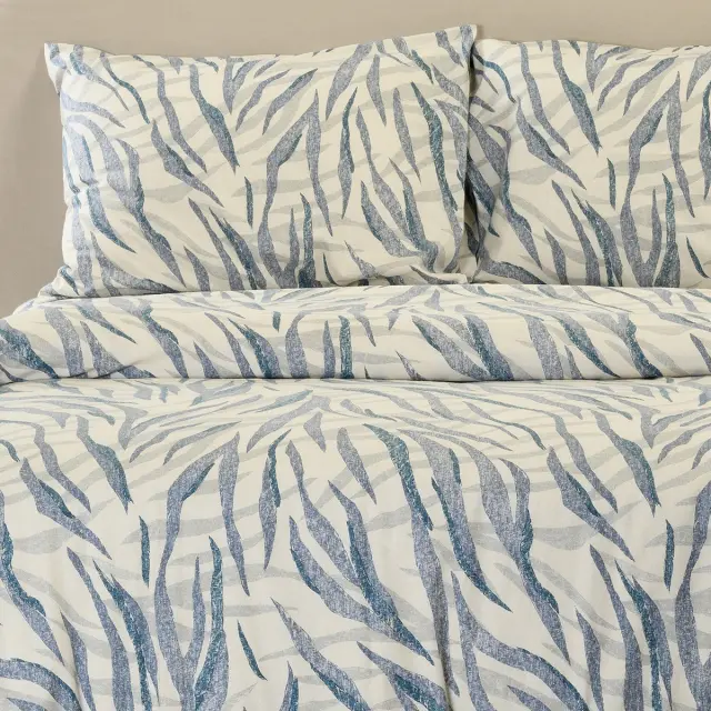 Σετ Σεντόνια 180x200+32 King Size Φανελένια Winter Line Melinen Crystal Blue 100% βαμβακερόΜε Λάστιχο 2