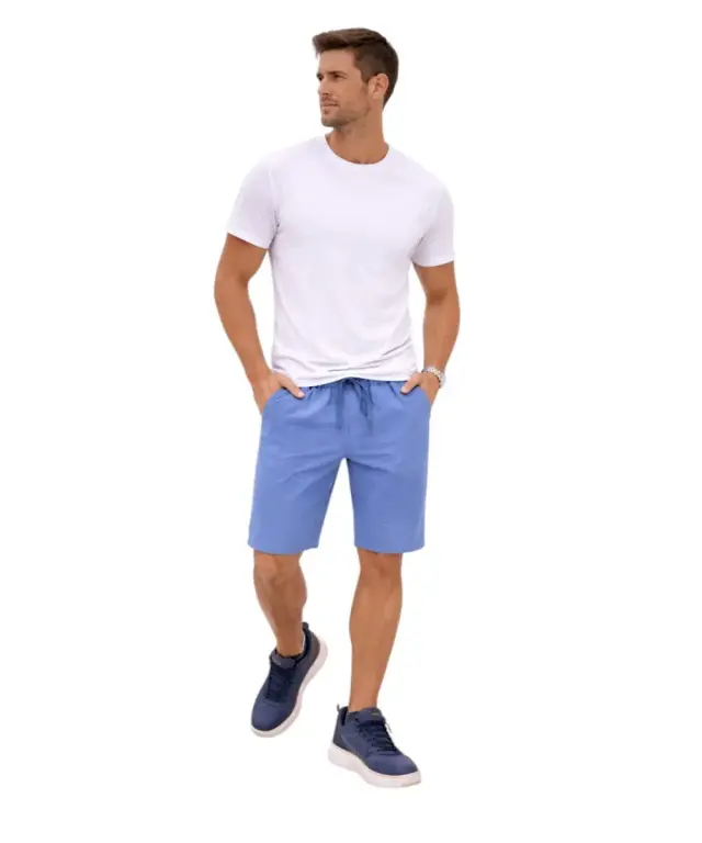 Superga - Ανδρικό Παντελόνι Σορτς French Terry S263430-400 Γαλάζιο - 2XL