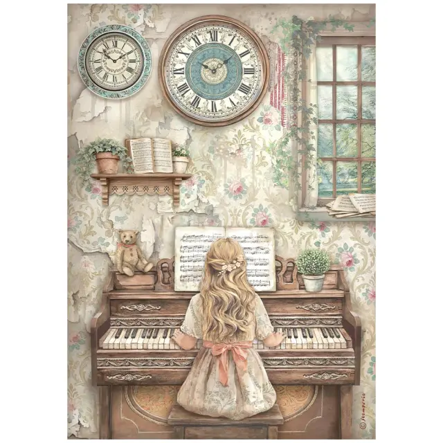 Ριζόχαρτο ντεκουπάζ Stamperia 21x29cm A4, Symphony, Πιάνο