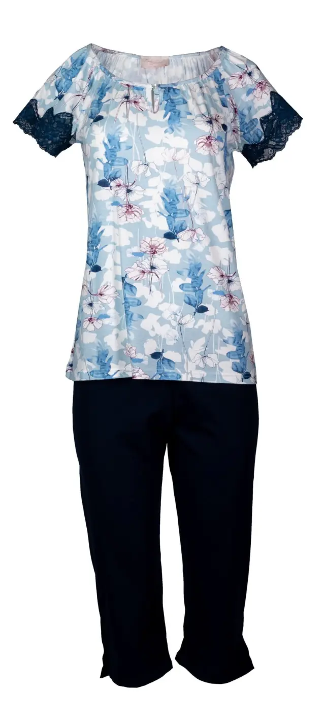 S751 - Type - PIJAMA BLUE FLOWERS CAPRI