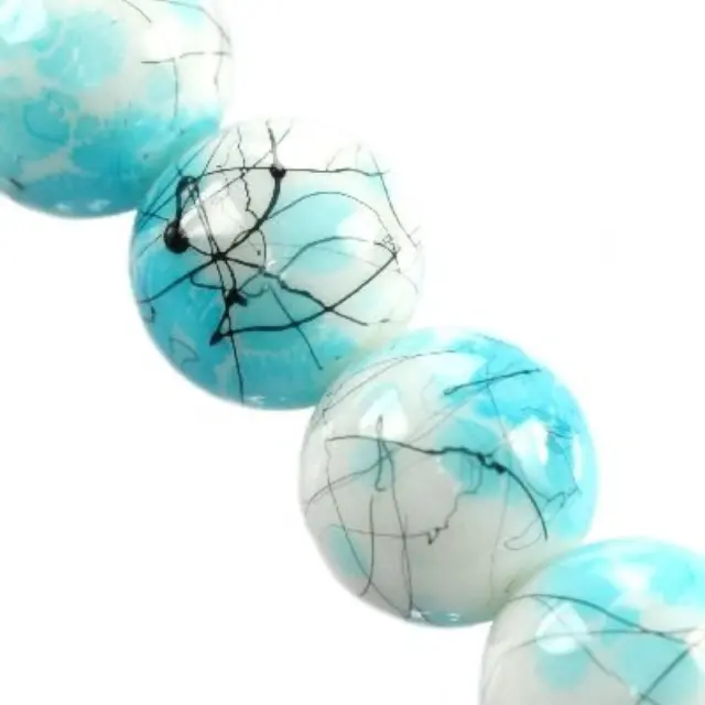 Χάντρα Painted Thread Blue 14mm ~60τεμ