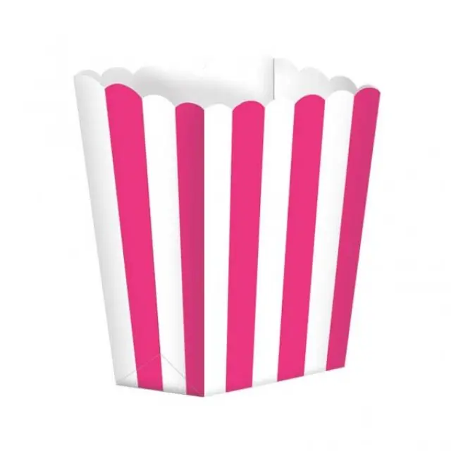 Κουτί Pop Corn Ριγέ Φούξια /5 τεμ