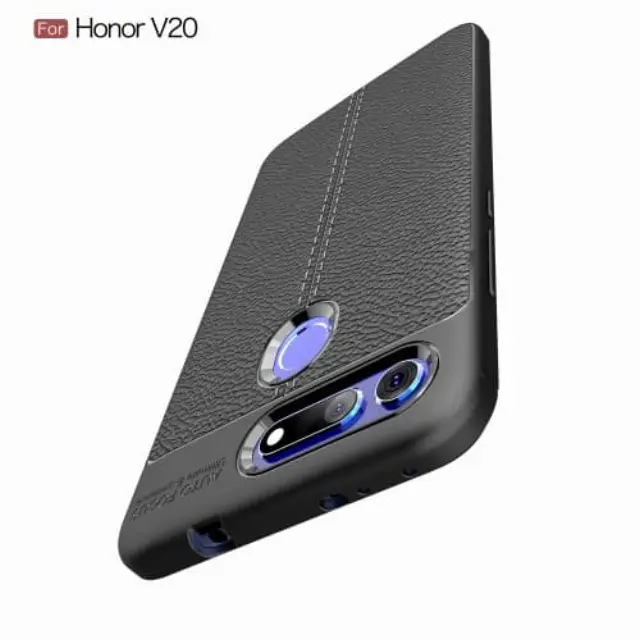 Κάλυμμα Πλάτης TPU Litchi Texture για Huawei Honor V20 / View 20 Black OEM 2