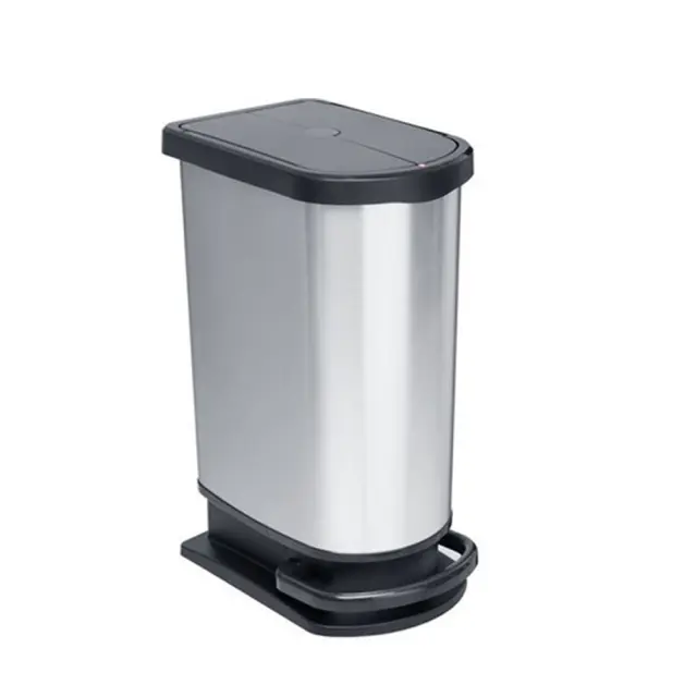 Delta Cleaning Πλαστικός Κάδος μακρόστενος με πεντάλ 50lt Ασημί / ΡΠ50ΤΣ