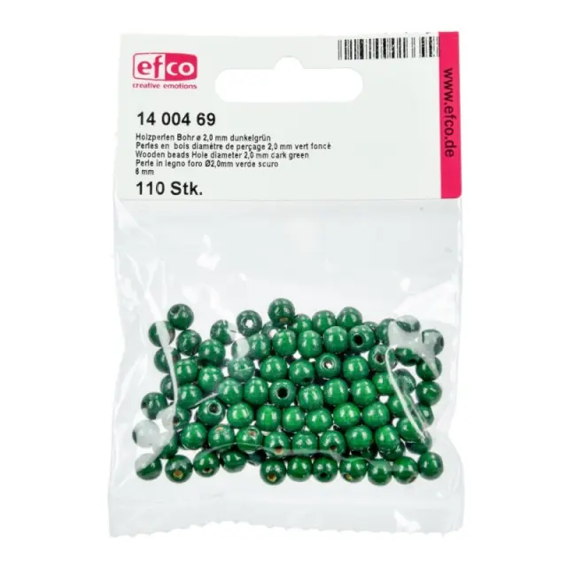 Efco Ξύλινες Χάντρες Ø6mm - Dark Green - 110τεμ