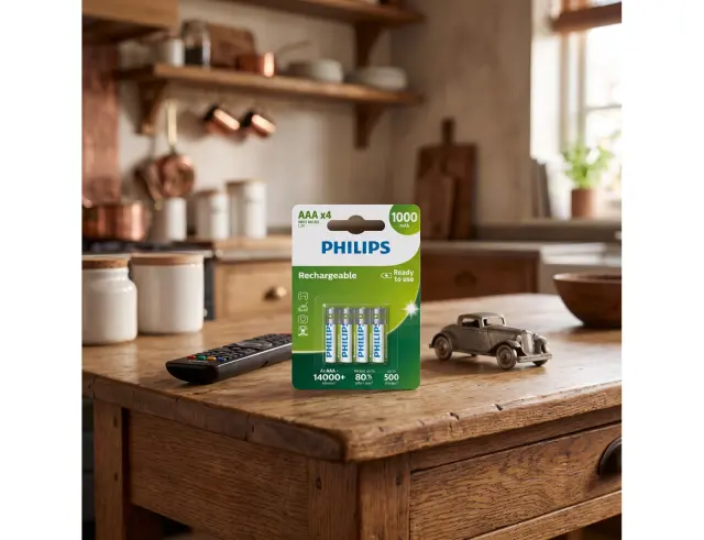 Επαναφορτιζόμενες Αλκαλικές Μπαταρίες Philips R03B4RTU10/10 - AΑΑ HRO3 Micro - 1.2V - 1000mAh - 4 τεμάχια R03B4RTU10/10