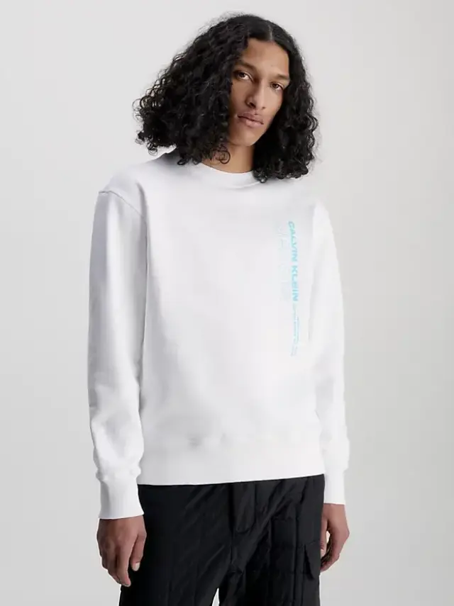 Calvin Klein - Ανδρικό Φούτερ Outline J30J323420-YAF Λευκό