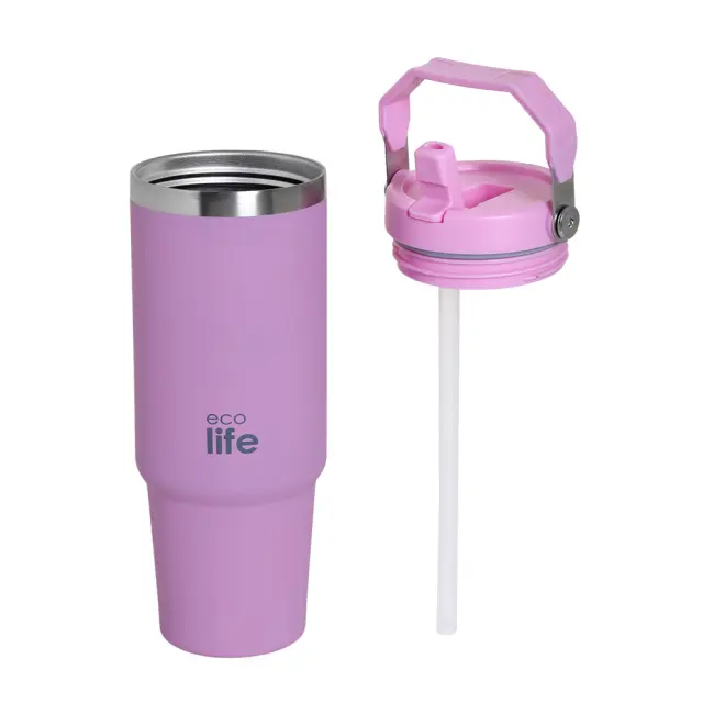 Ecolife PURPLE 'HANDLE LID' TUMBLER 900ML 2