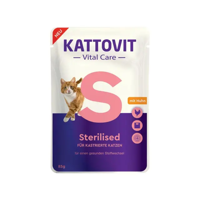 Kattovit Vital Care Sterilised Chicken Υγρή Τροφή Γάτας με Κοτόπουλο 85gr