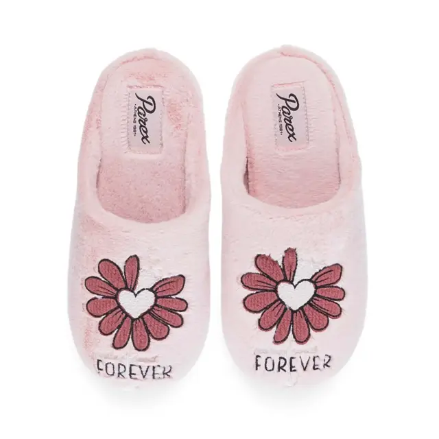 Parex Γυναικείες Παντόφλες Σπιτιού Daisy Heart Forever, Χρώμα Ροζ