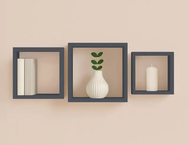 Σετ Ράφια Τοίχου Cubes Homea - Antracite Grey - 3 τεμάχια 6RAN789GR 3