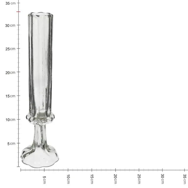 Βάζο Φλάουτο Χειροποίητο Διάφανο Γυαλί 8.5x8.5x33cm 3